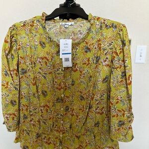 Sam Edelman 3/4 Sleeve Floral Print Blouse Top Size XL Boho Blouse. NWT.